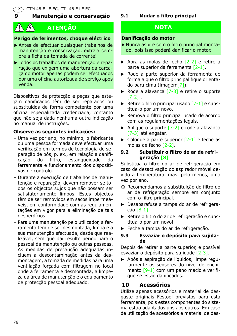 Festool CTH 48 E-LE-AC CLEANTEX User Manual | Page 78 / 101