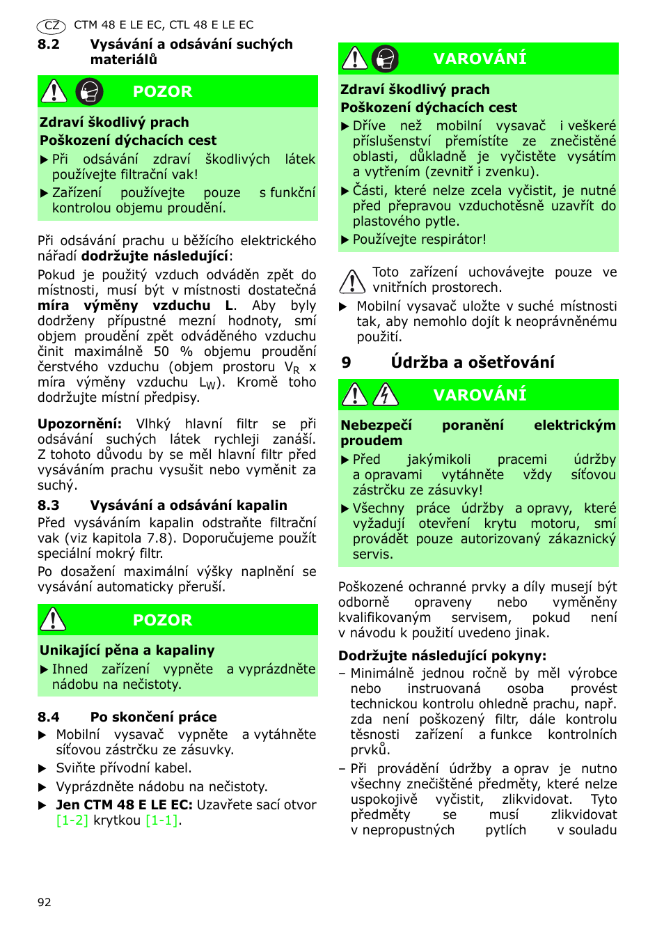 Festool CTH 48 E-LE-AC CLEANTEX User Manual | Page 92 / 101