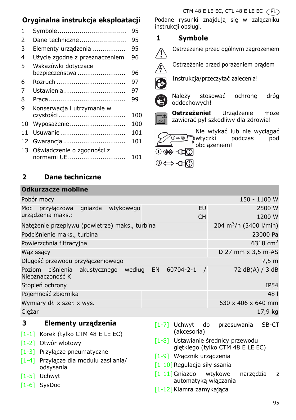 Festool CTH 48 E-LE-AC CLEANTEX User Manual | Page 95 / 101