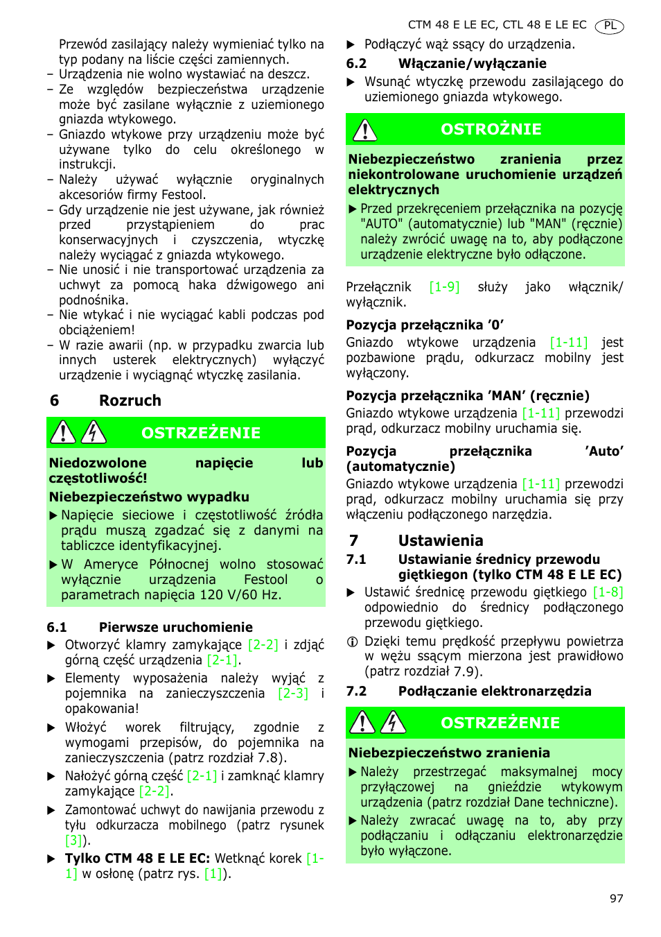 Festool CTH 48 E-LE-AC CLEANTEX User Manual | Page 97 / 101