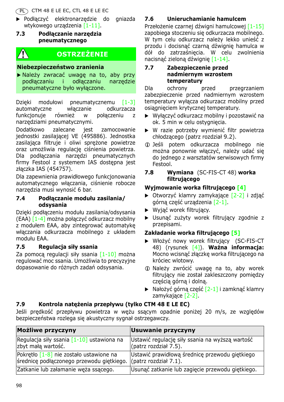 Festool CTH 48 E-LE-AC CLEANTEX User Manual | Page 98 / 101