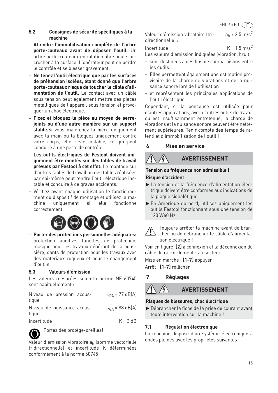 Festool EHL65 EQ User Manual | Page 15 / 66