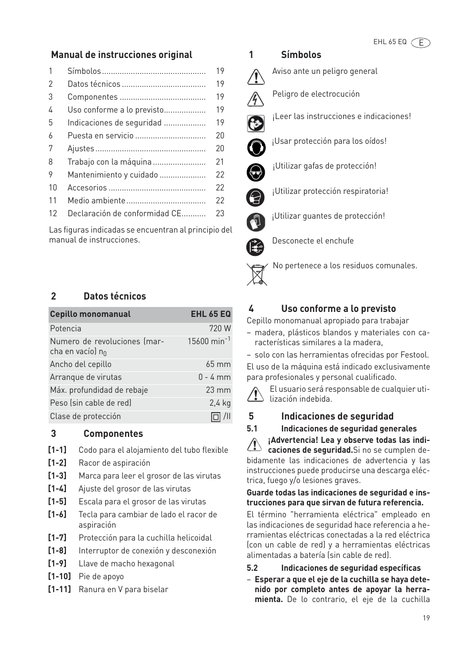 Festool EHL65 EQ User Manual | Page 19 / 66