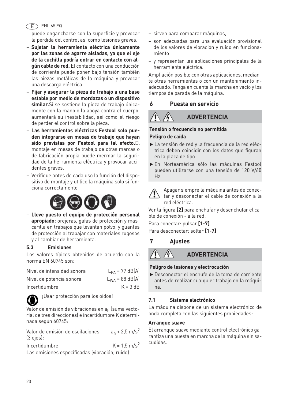 Festool EHL65 EQ User Manual | Page 20 / 66