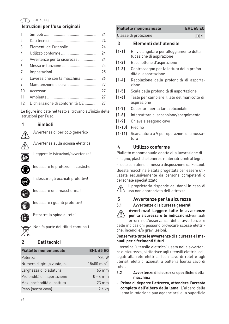 Festool EHL65 EQ User Manual | Page 24 / 66