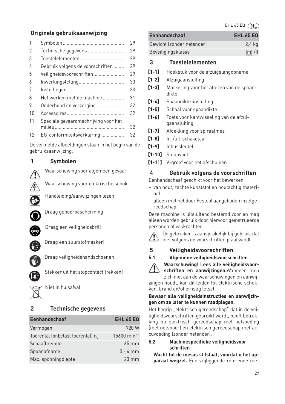 Festool EHL65 EQ User Manual | Page 29 / 66