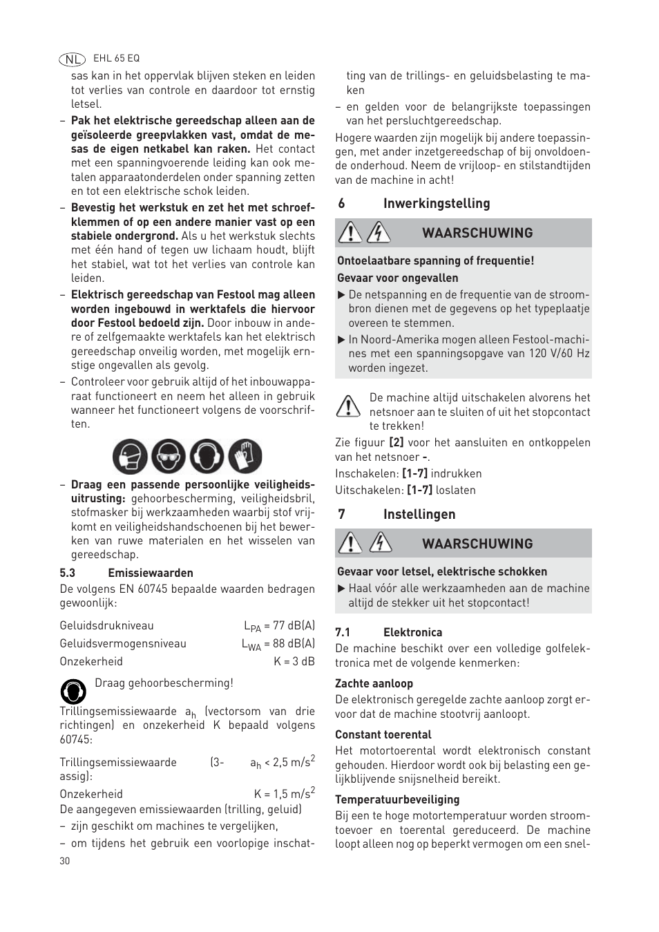 Festool EHL65 EQ User Manual | Page 30 / 66