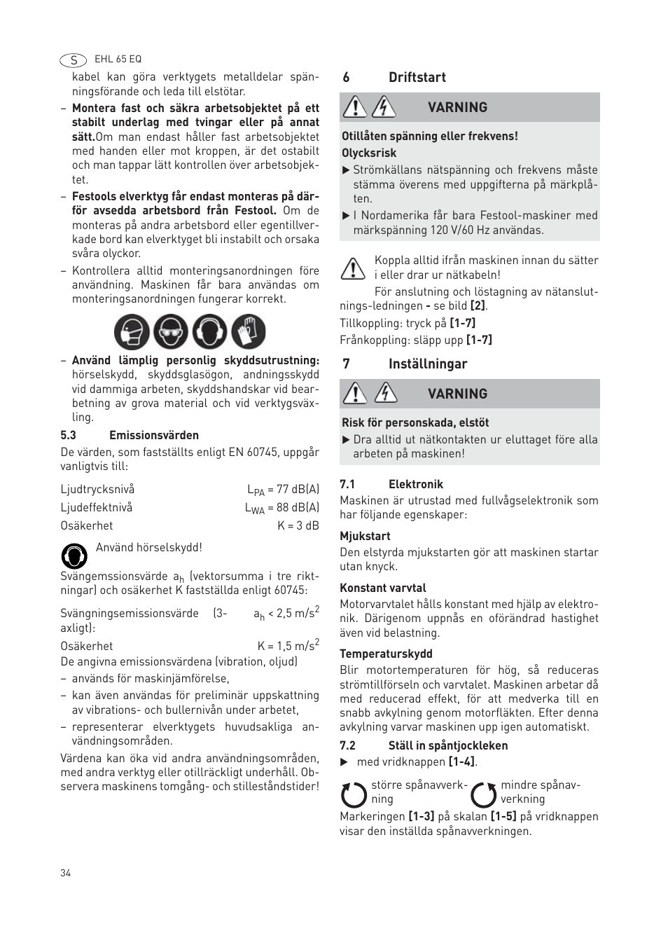 Festool EHL65 EQ User Manual | Page 34 / 66