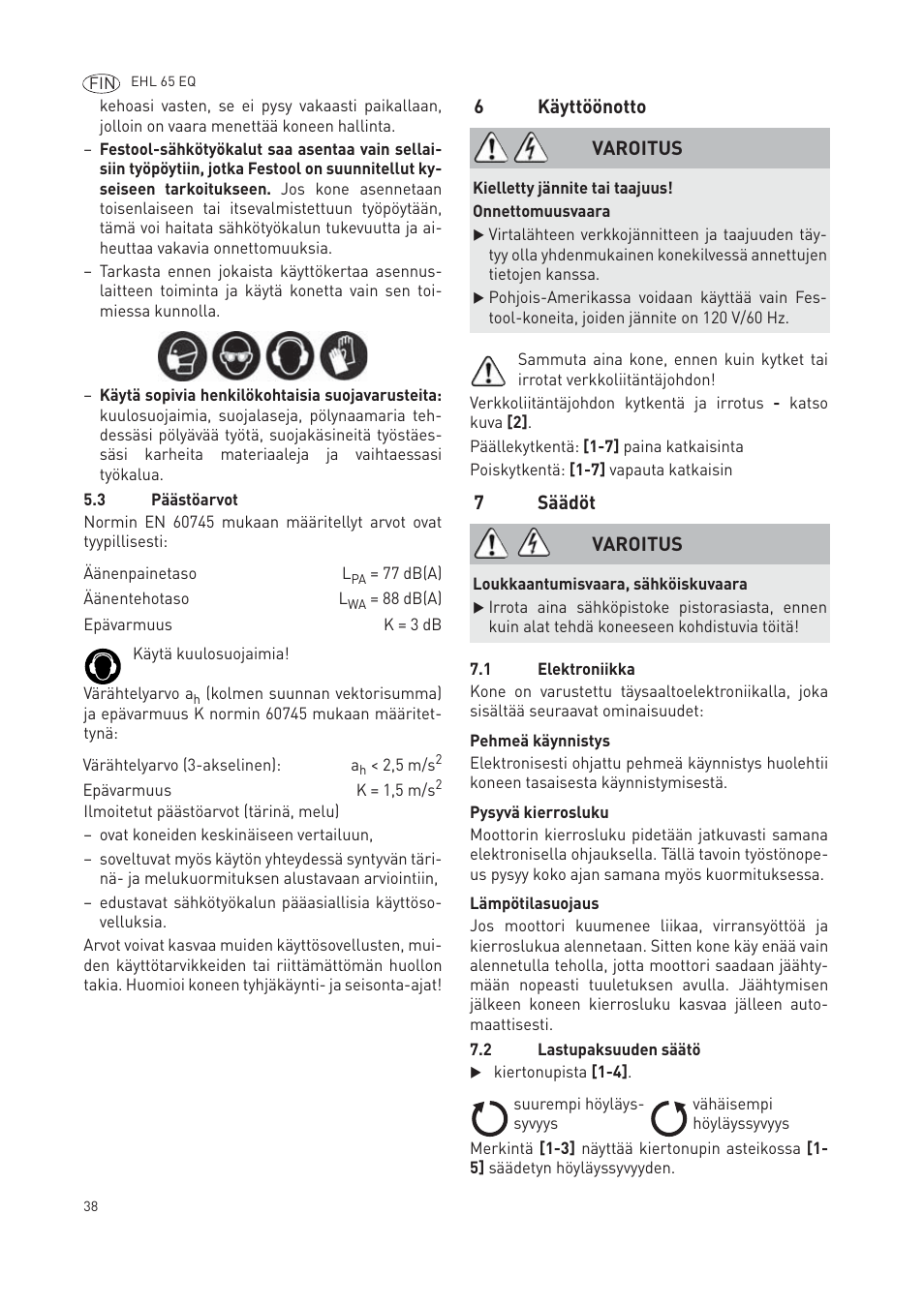 Festool EHL65 EQ User Manual | Page 38 / 66