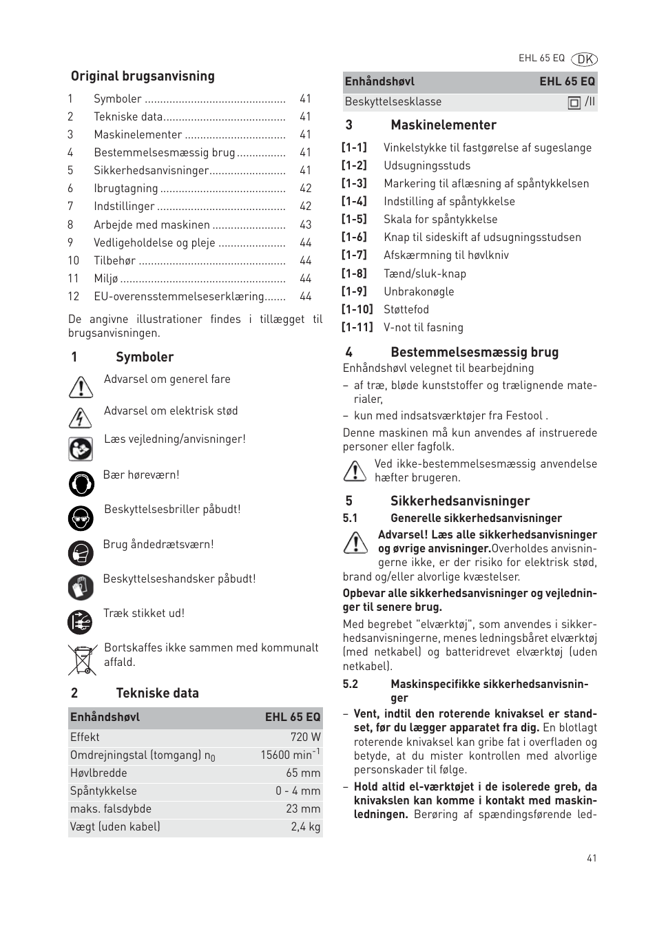 Festool EHL65 EQ User Manual | Page 41 / 66