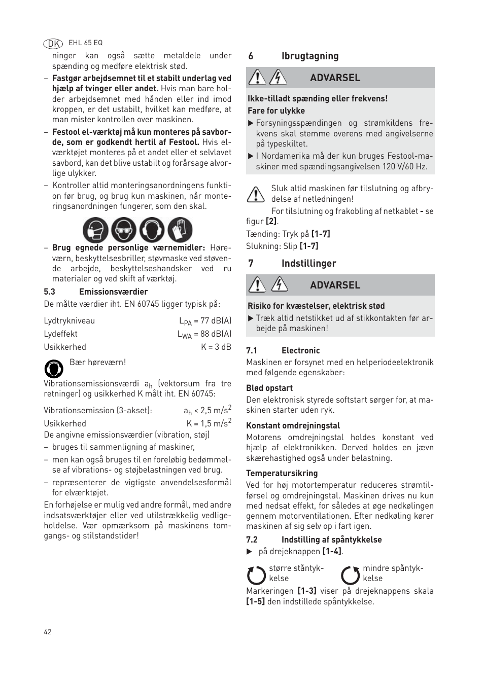 Festool EHL65 EQ User Manual | Page 42 / 66