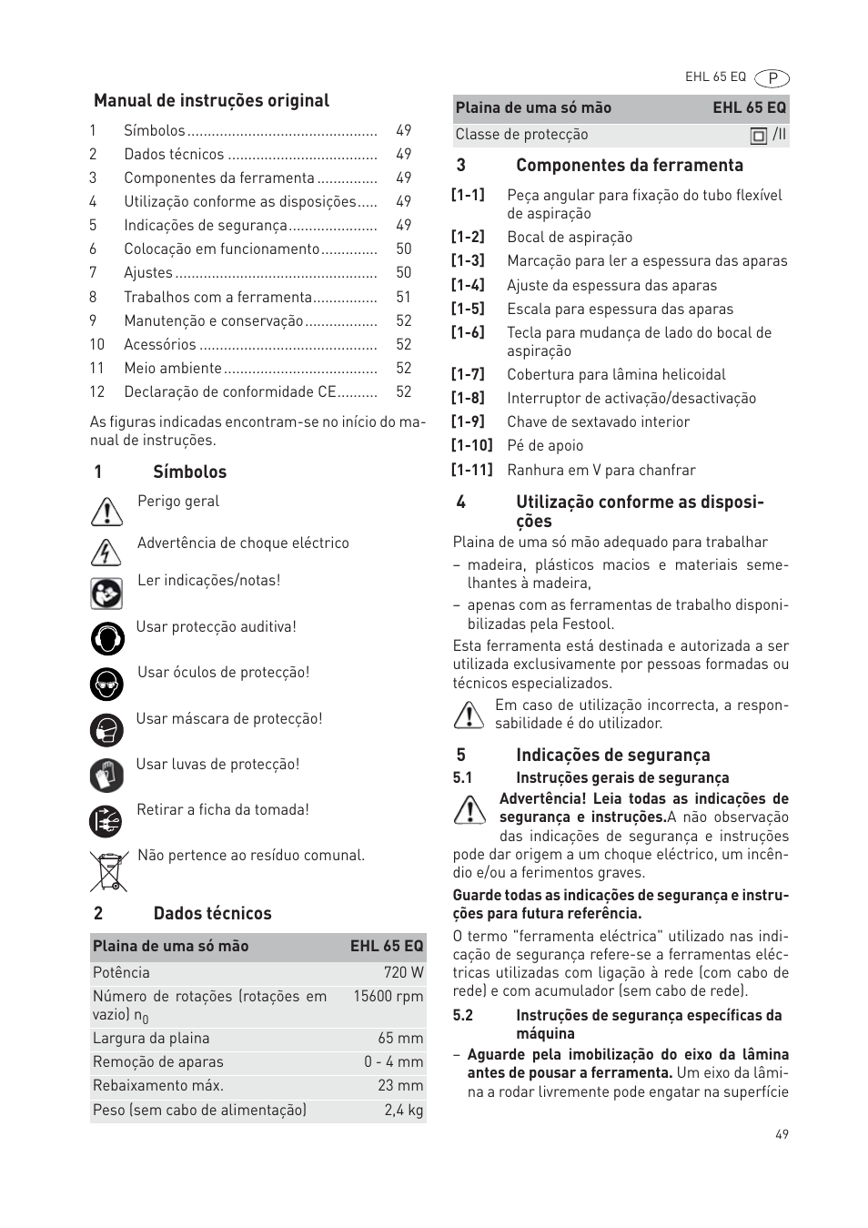 Festool EHL65 EQ User Manual | Page 49 / 66