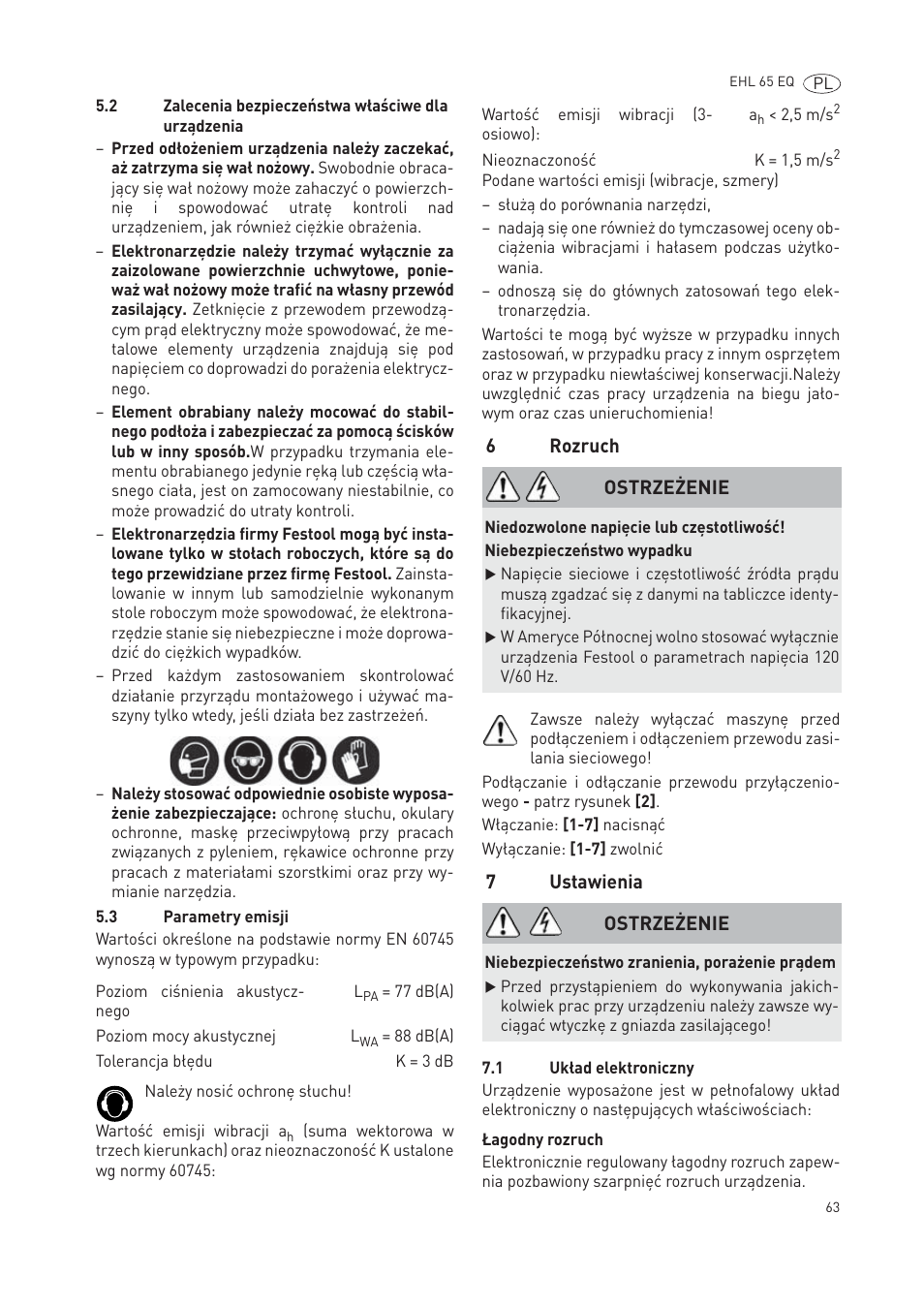 Festool EHL65 EQ User Manual | Page 63 / 66