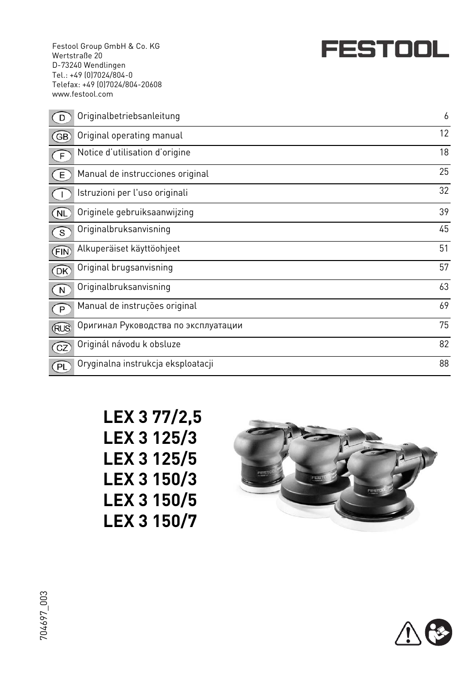 Festool LEX 3 77-2-5 User Manual | 94 pages