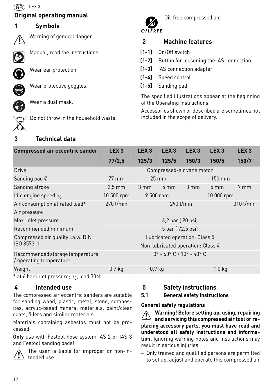 Festool LEX 3 77-2-5 User Manual | Page 12 / 94