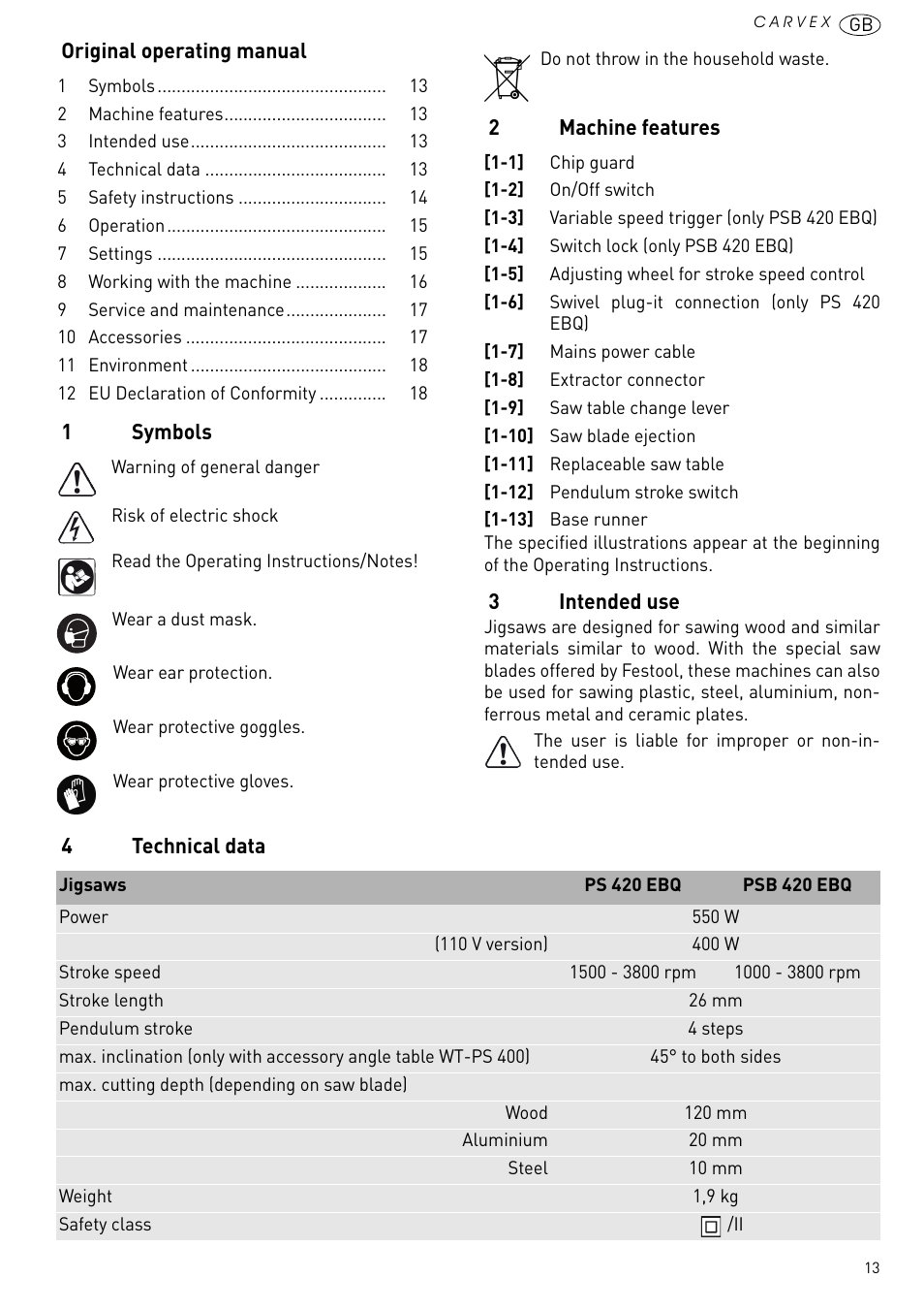 Festool PSB 420 EBQ User Manual | Page 13 / 99