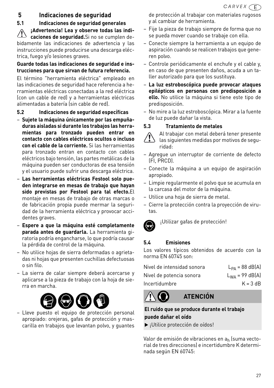 Indicaciones de seguridad | Festool PSB 420 EBQ User Manual | Page 27 / 99