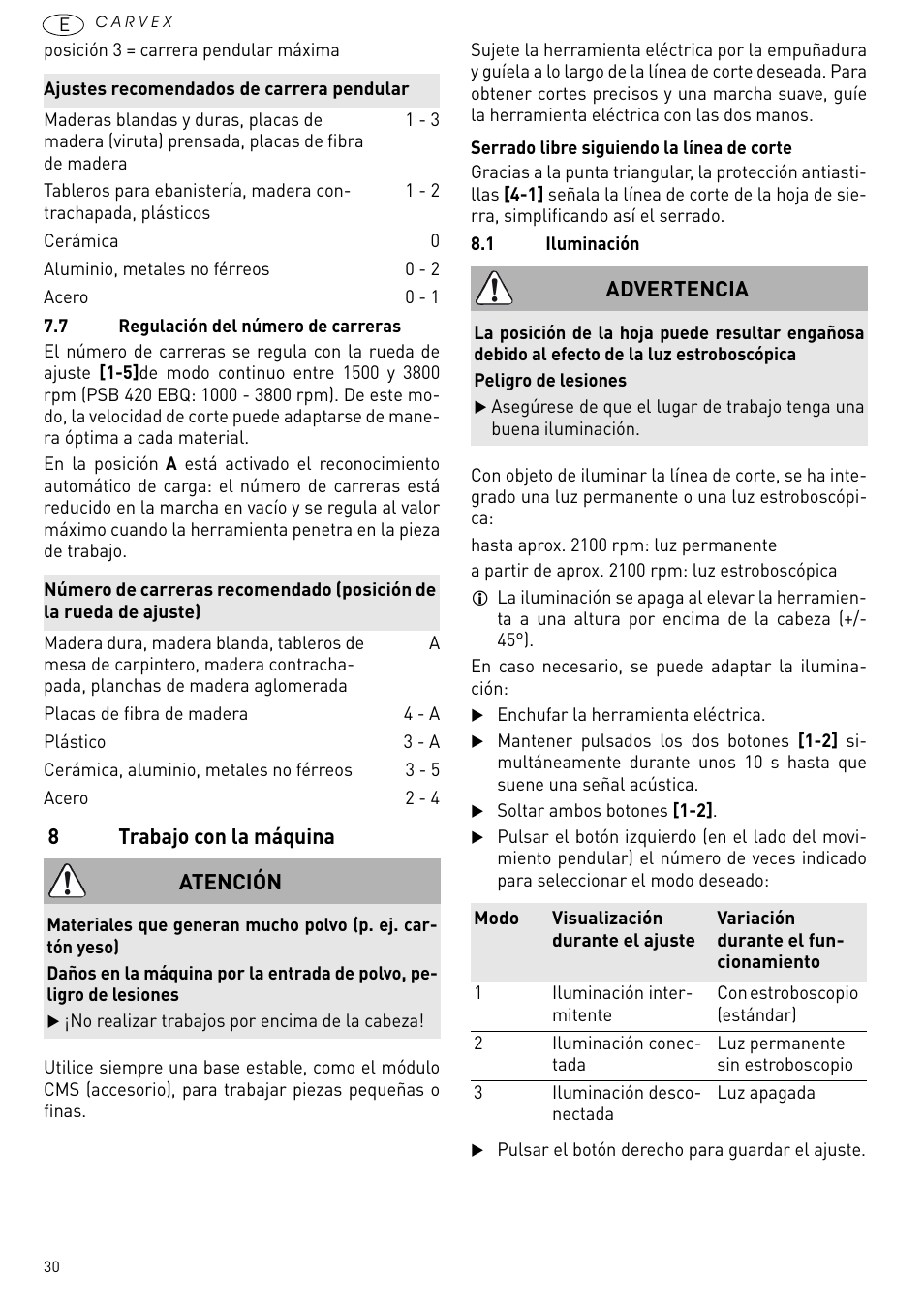 Trabajo con la máquina | Festool PSB 420 EBQ User Manual | Page 30 / 99