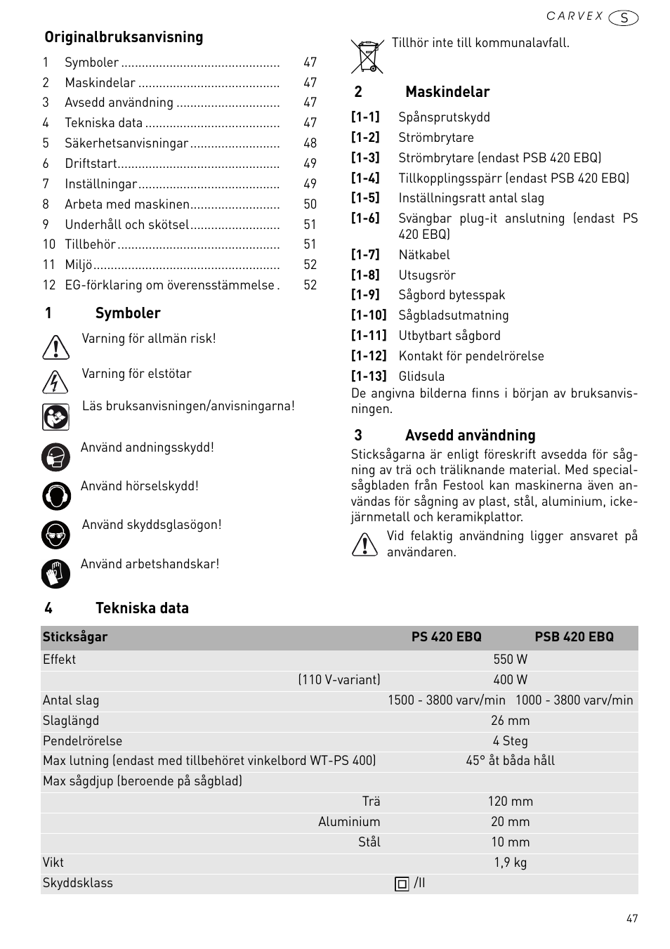 Festool PSB 420 EBQ User Manual | Page 47 / 99