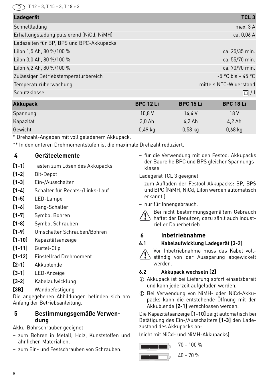 Festool T 18+3 Li User Manual | Page 8 / 84