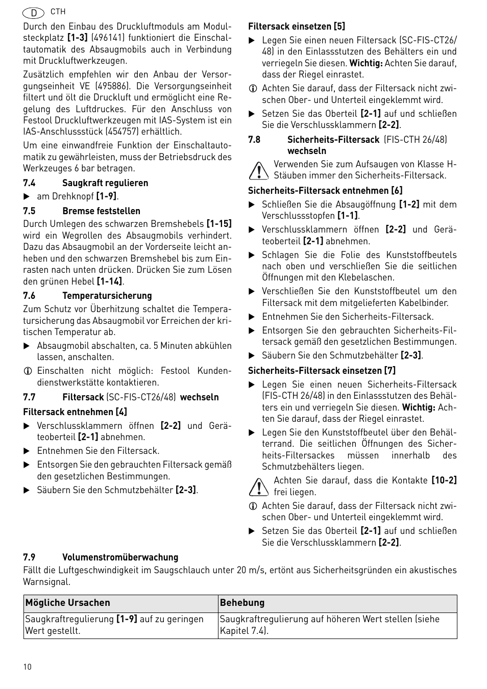 Festool CTH 26 E-AC CLEANTEX User Manual | Page 10 / 109