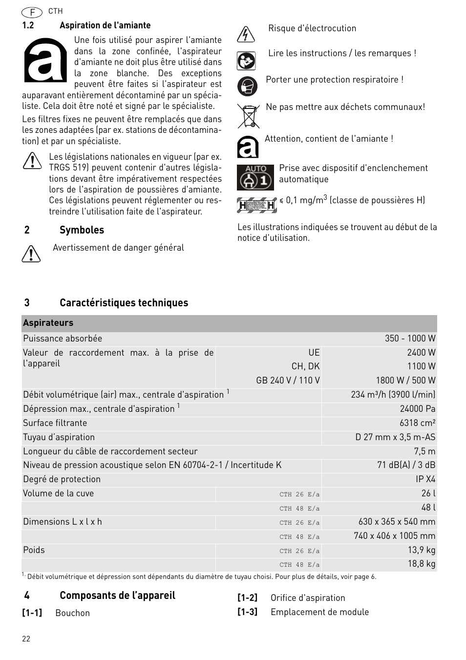 2symboles | Festool CTH 26 E-AC CLEANTEX User Manual | Page 22 / 109