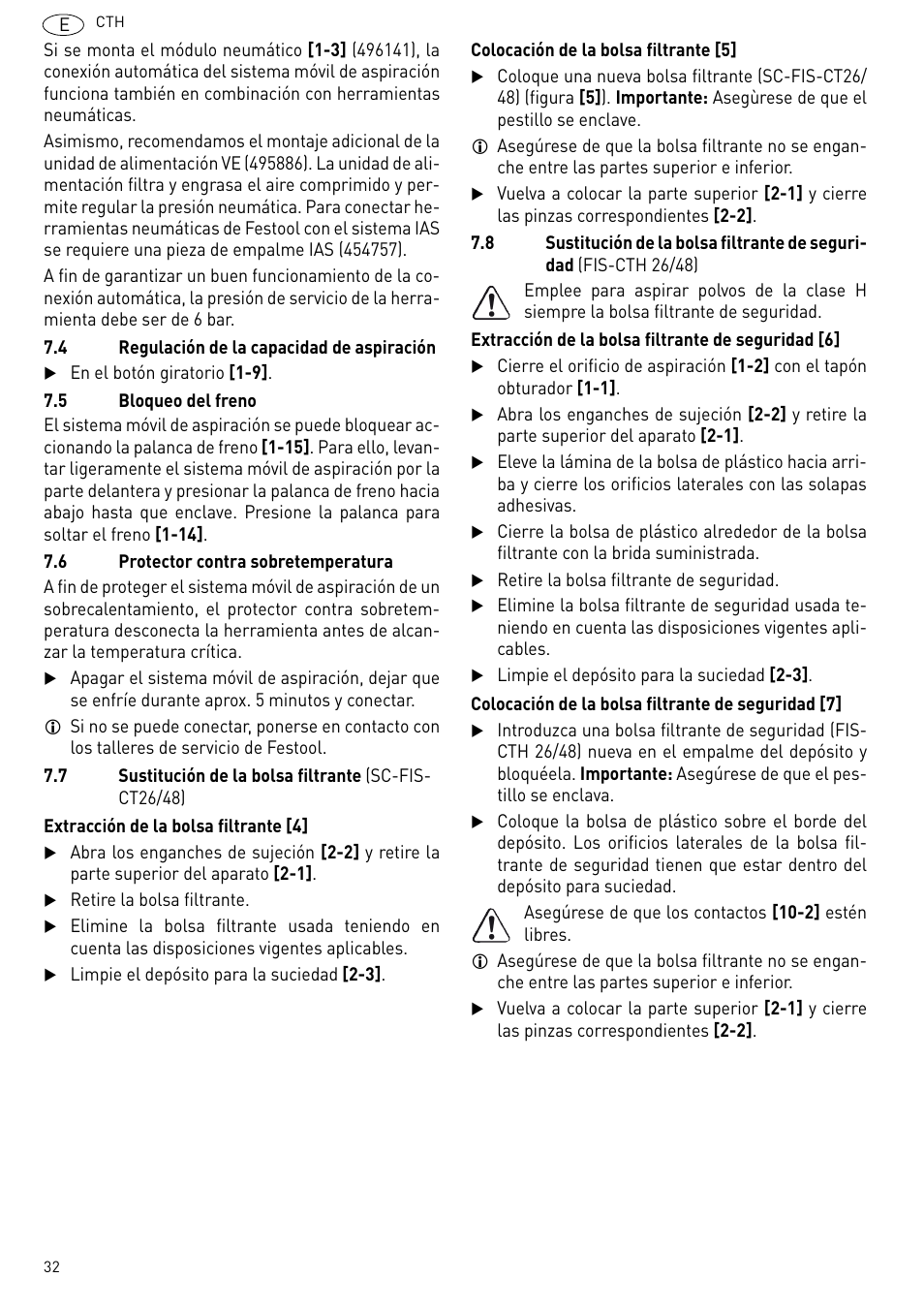 Festool CTH 26 E-AC CLEANTEX User Manual | Page 32 / 109