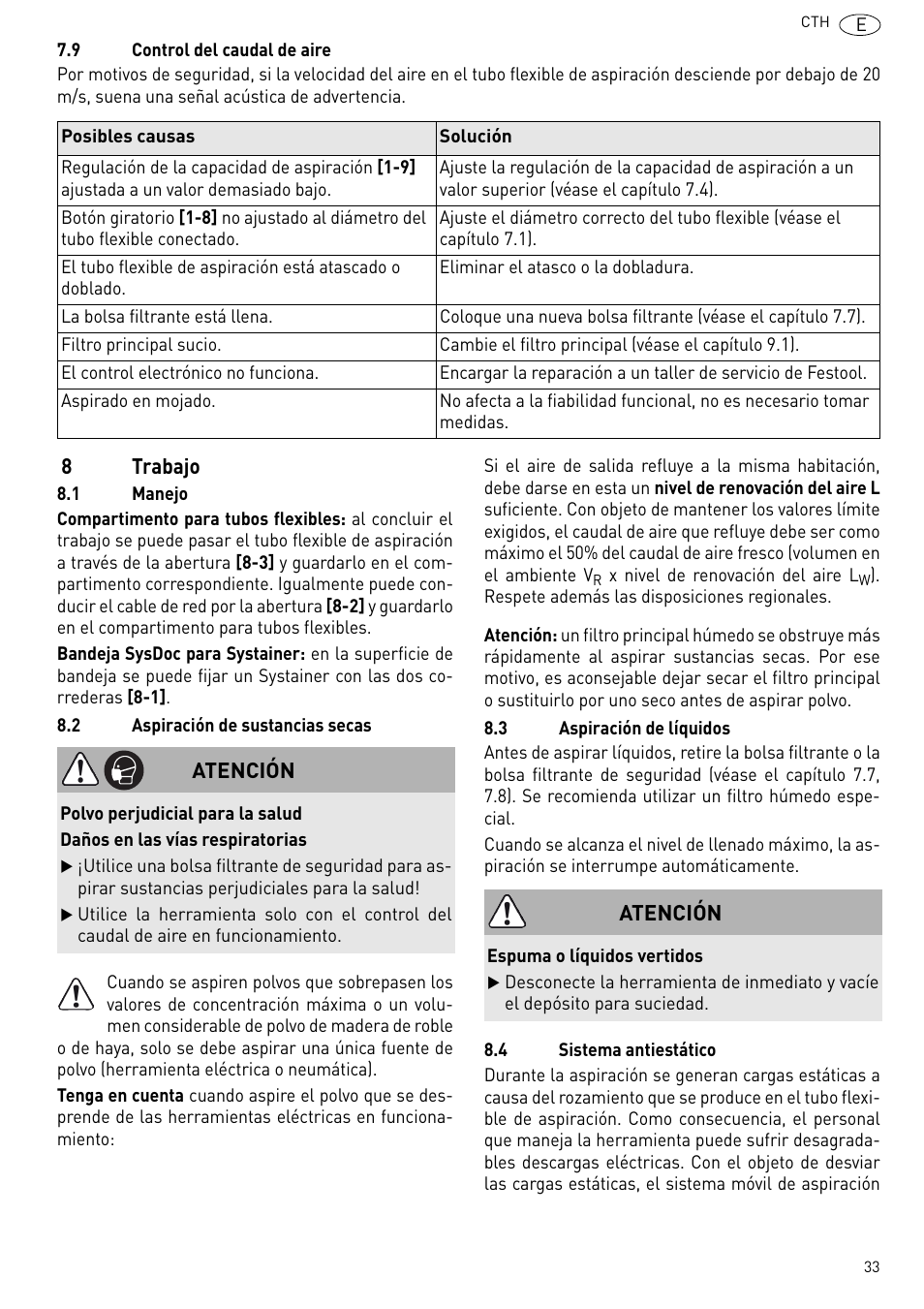 Festool CTH 26 E-AC CLEANTEX User Manual | Page 33 / 109