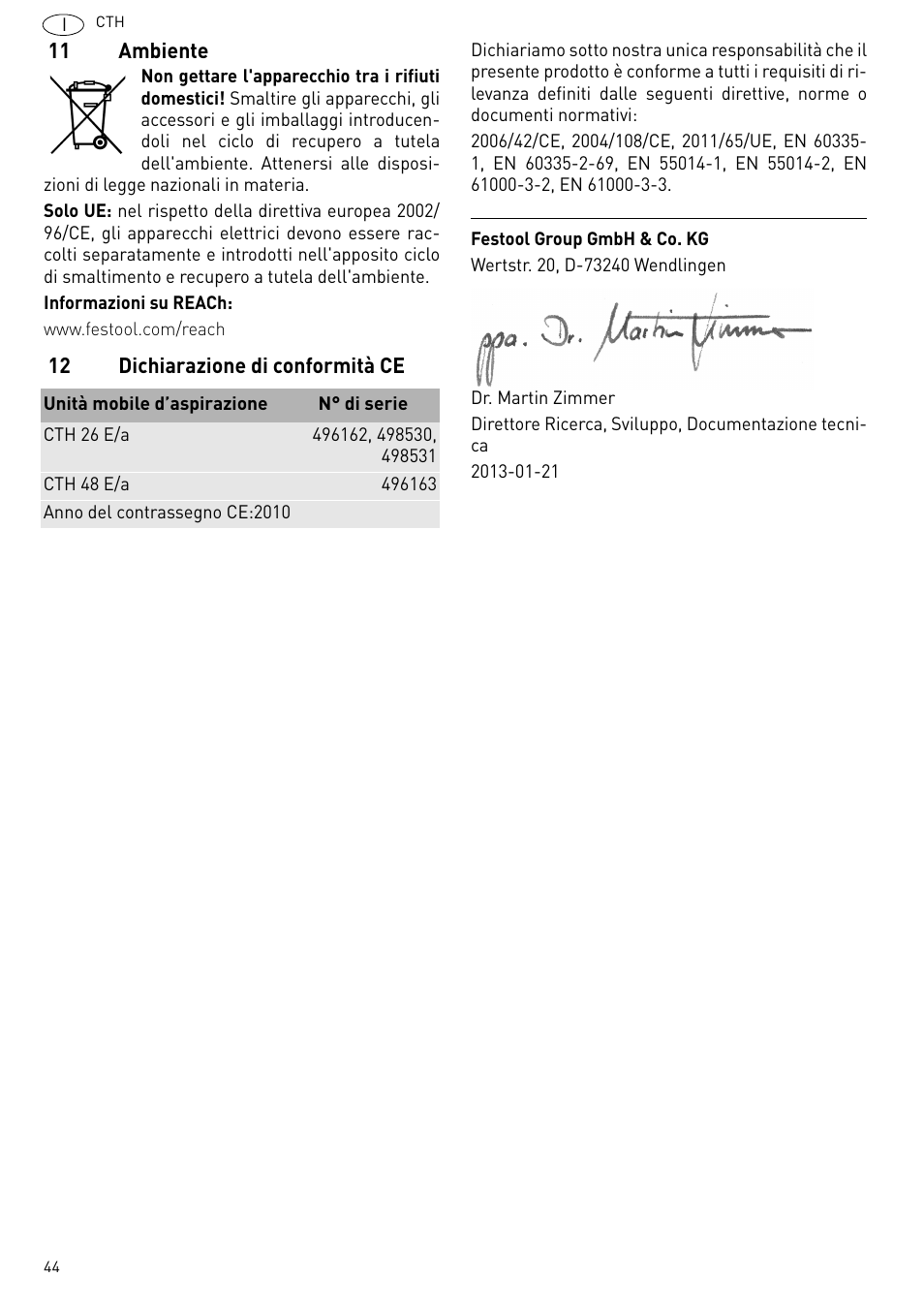 Festool CTH 26 E-AC CLEANTEX User Manual | Page 44 / 109