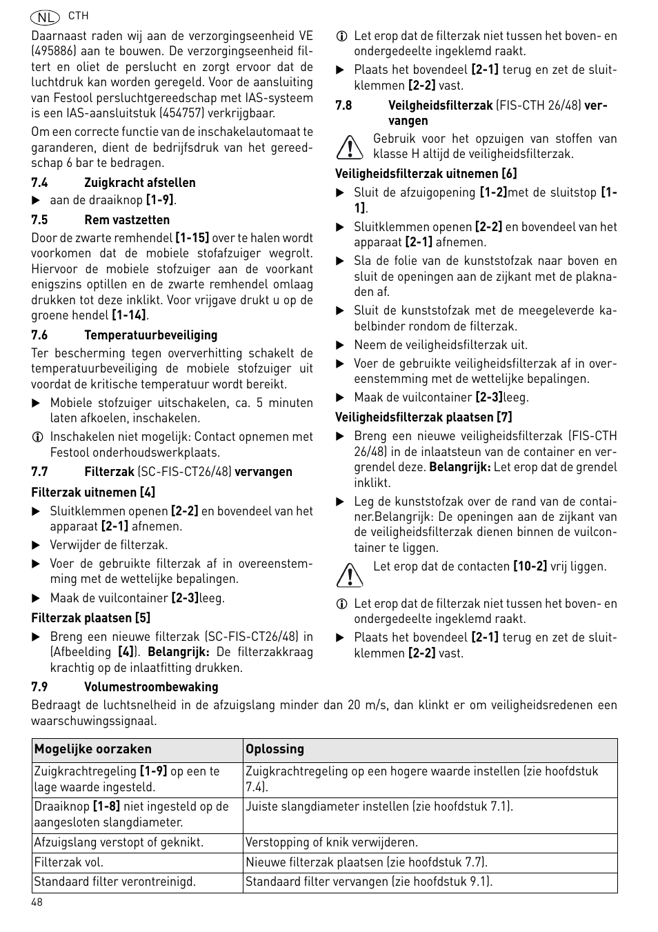 Festool CTH 26 E-AC CLEANTEX User Manual | Page 48 / 109