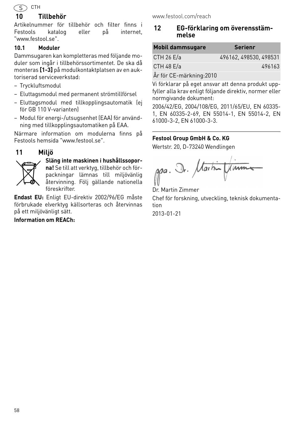 Festool CTH 26 E-AC CLEANTEX User Manual | Page 58 / 109