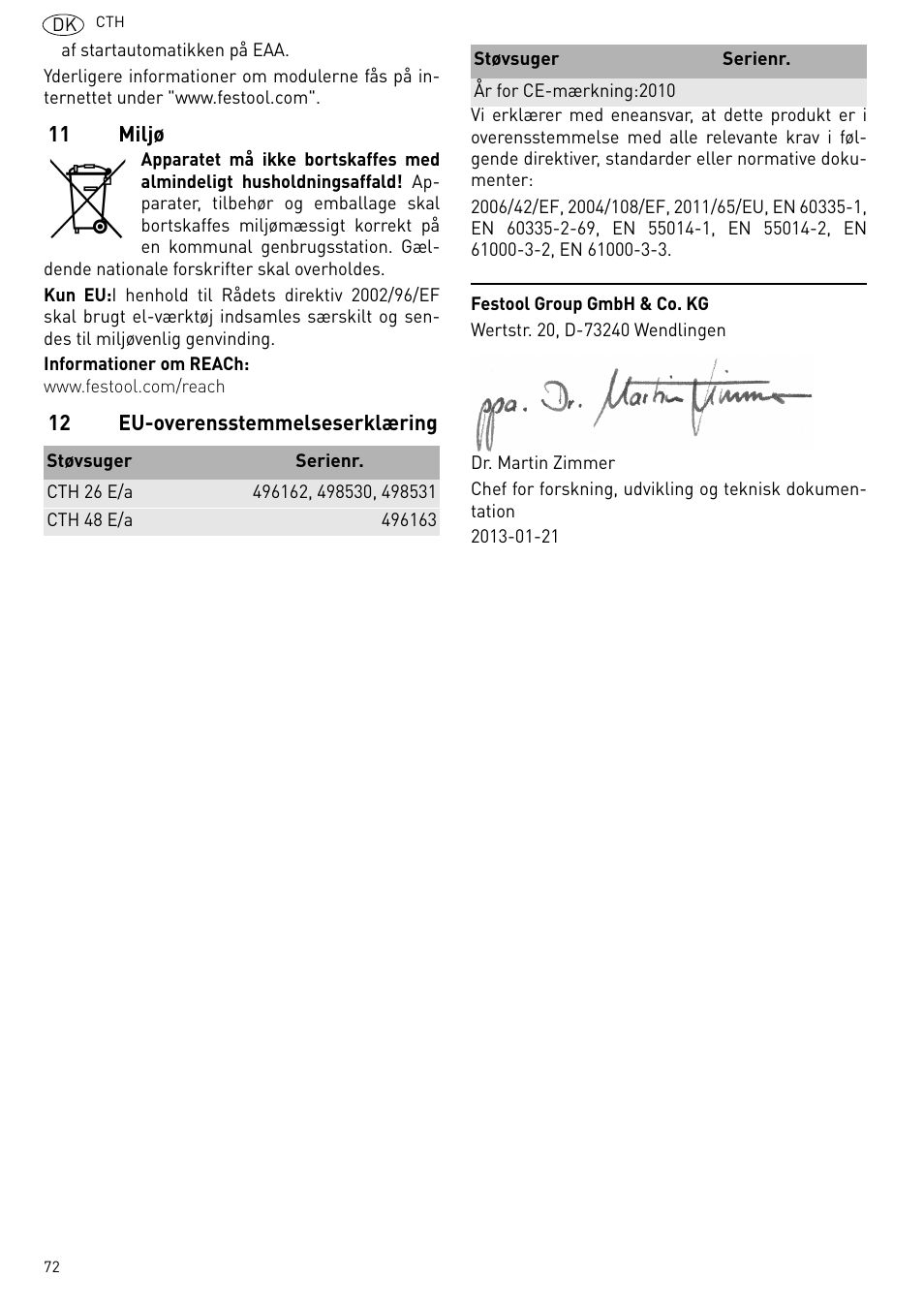 Festool CTH 26 E-AC CLEANTEX User Manual | Page 72 / 109