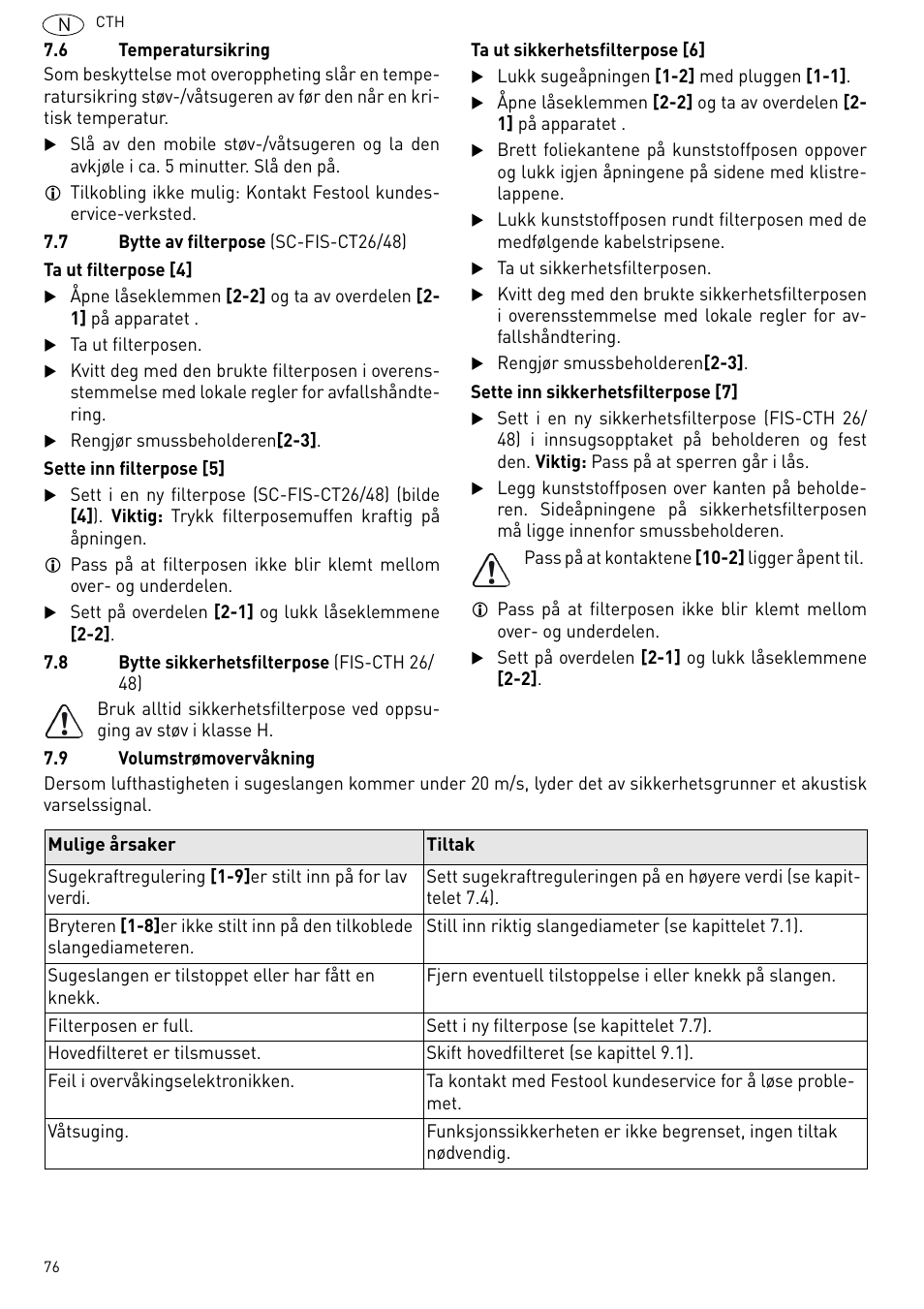 Festool CTH 26 E-AC CLEANTEX User Manual | Page 76 / 109