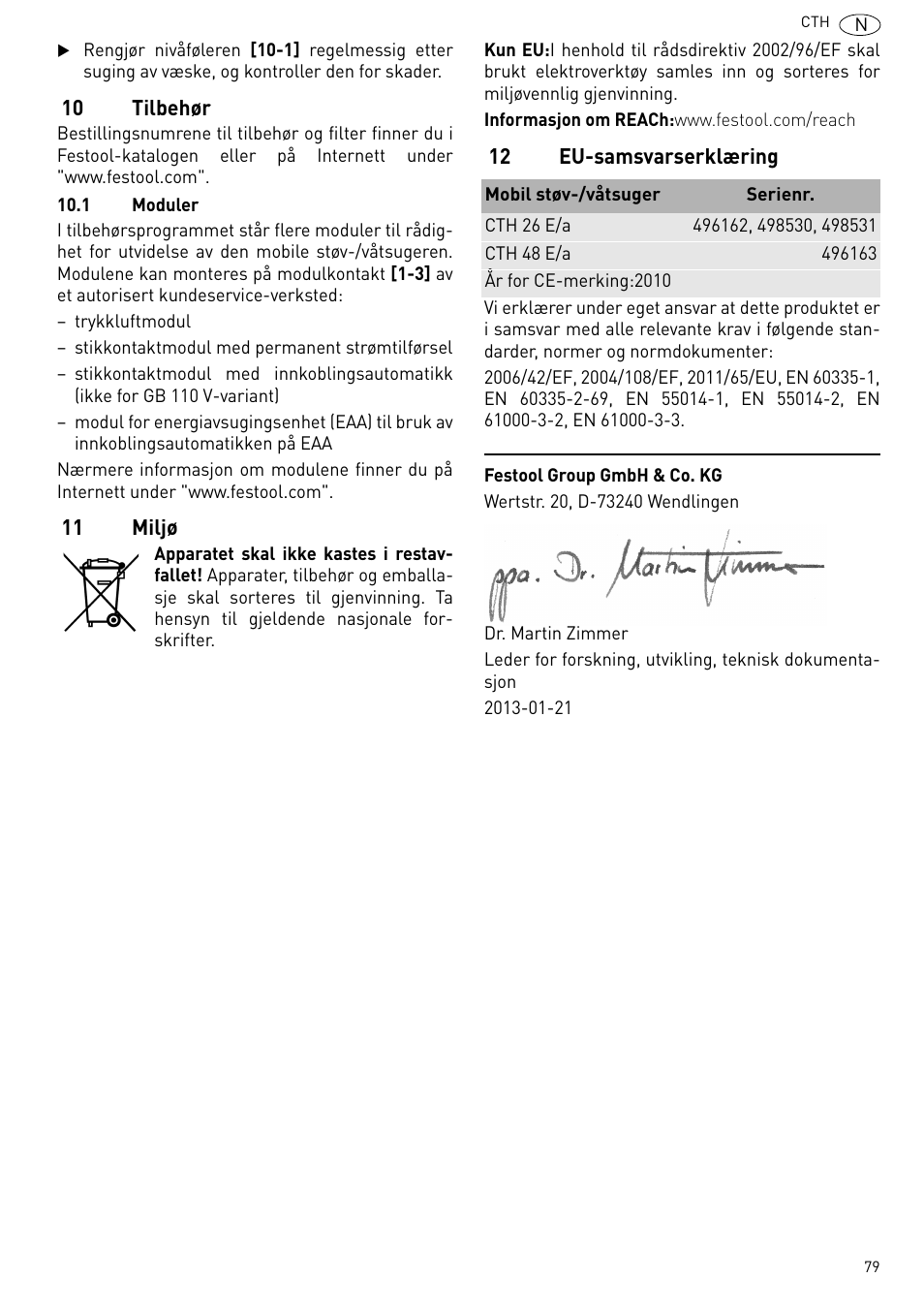 Festool CTH 26 E-AC CLEANTEX User Manual | Page 79 / 109