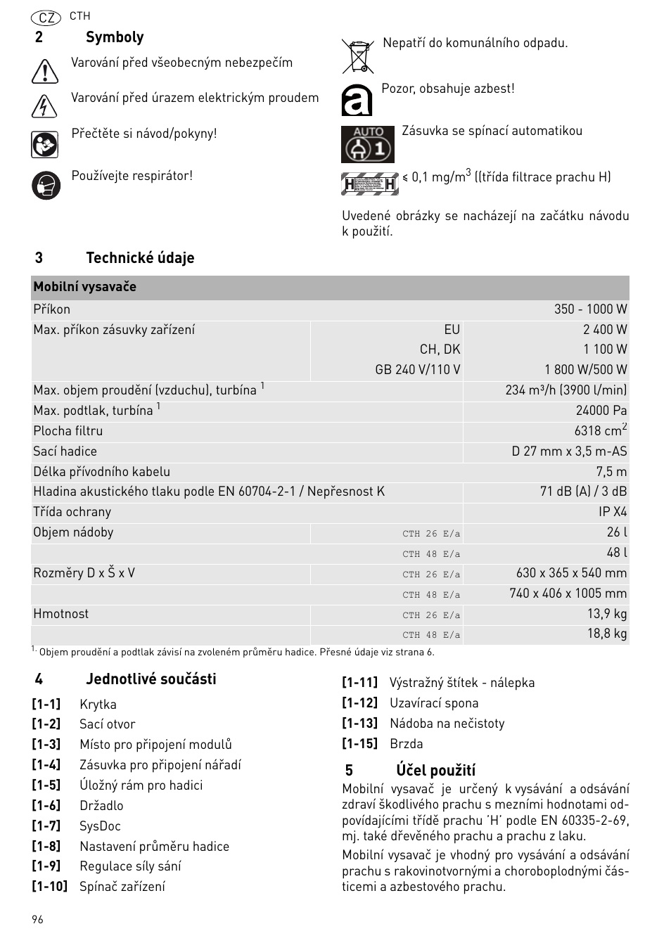 2symboly | Festool CTH 26 E-AC CLEANTEX User Manual | Page 96 / 109