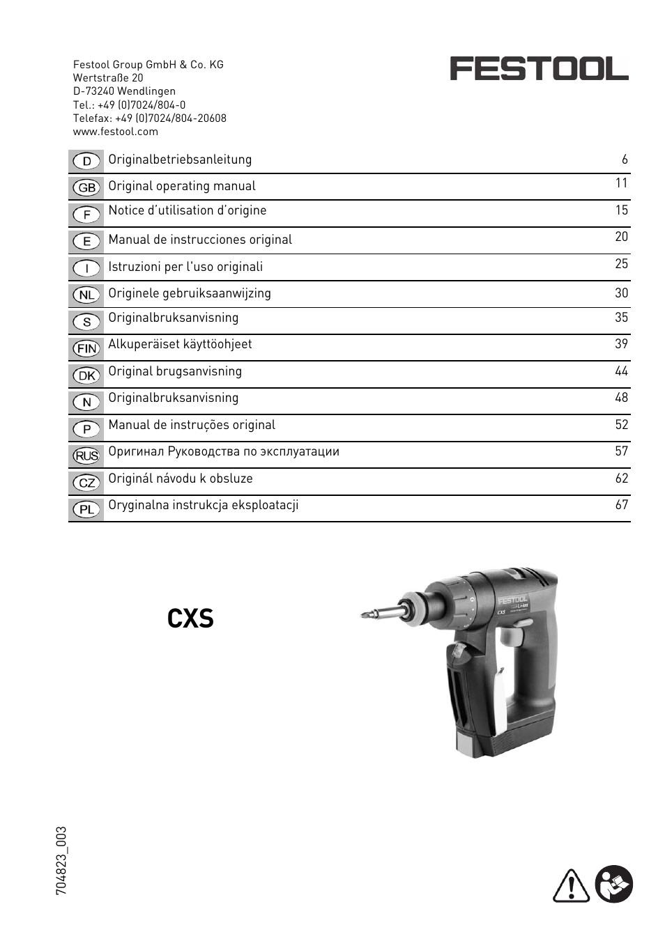 Festool CXS User Manual | 71 pages