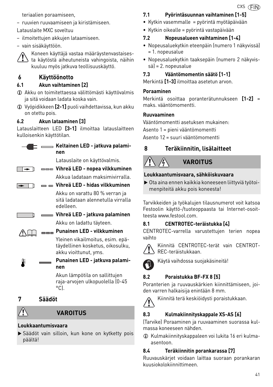 Festool CXS User Manual | Page 41 / 71
