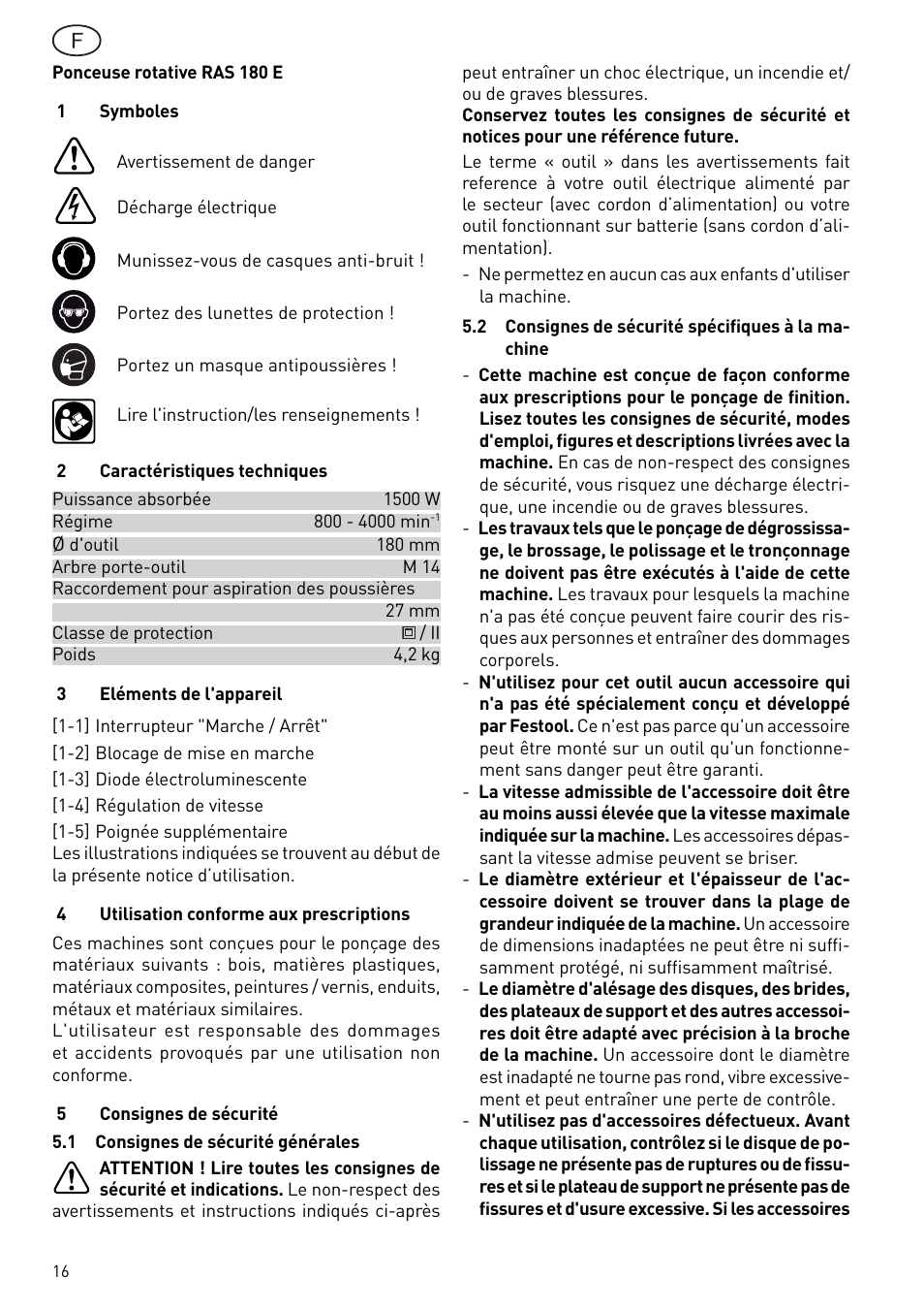 Festool RAS 180.03 E User Manual | Page 16 / 79