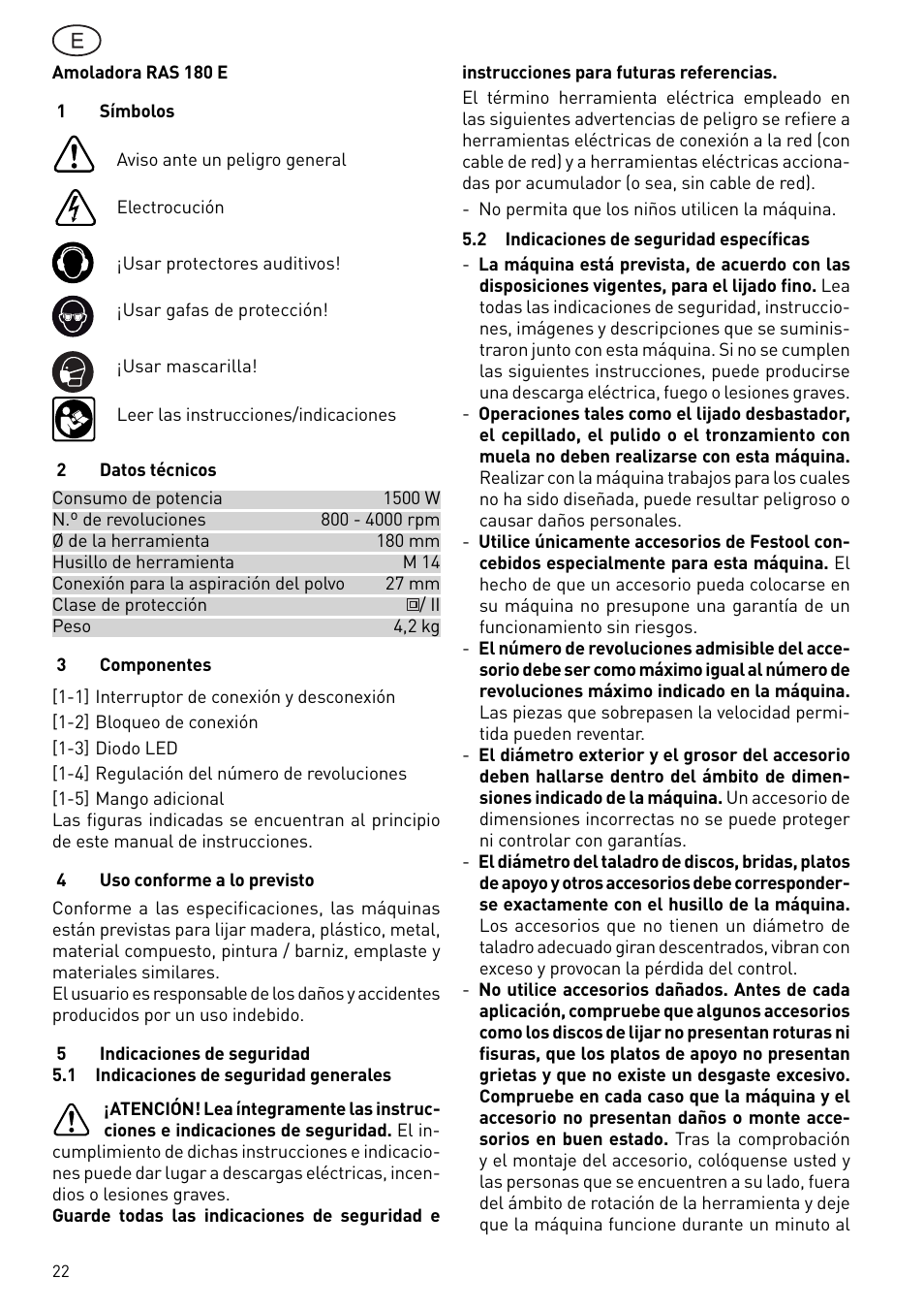 Festool RAS 180.03 E User Manual | Page 22 / 79