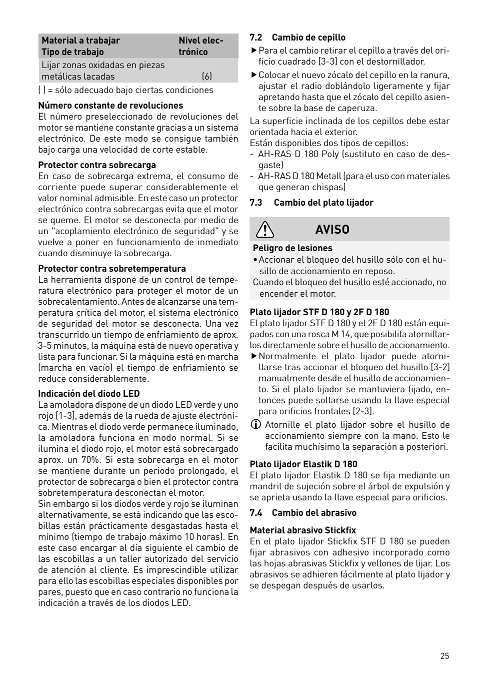 Aviso | Festool RAS 180.03 E User Manual | Page 25 / 79