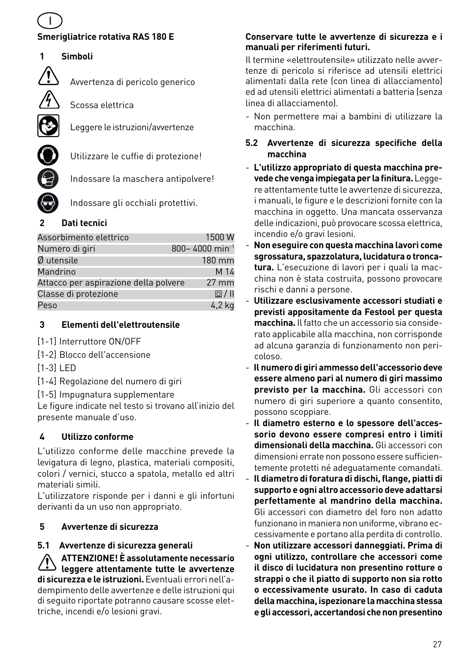 Festool RAS 180.03 E User Manual | Page 27 / 79