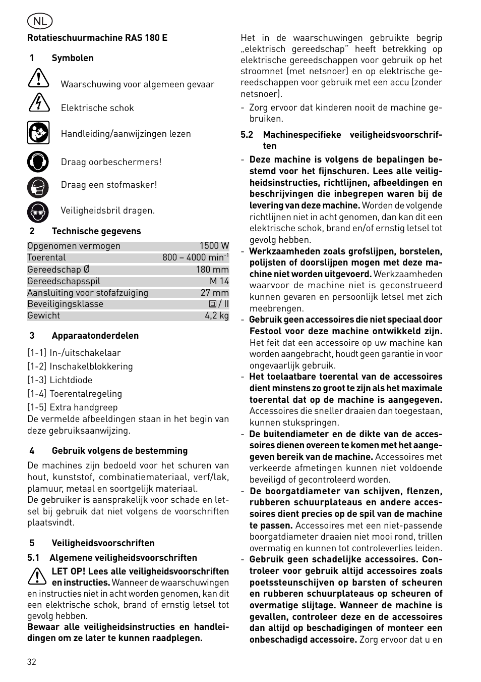 Festool RAS 180.03 E User Manual | Page 32 / 79