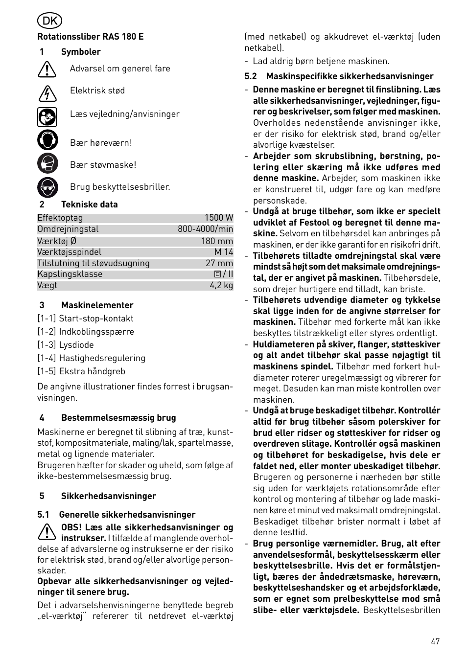 Festool RAS 180.03 E User Manual | Page 47 / 79