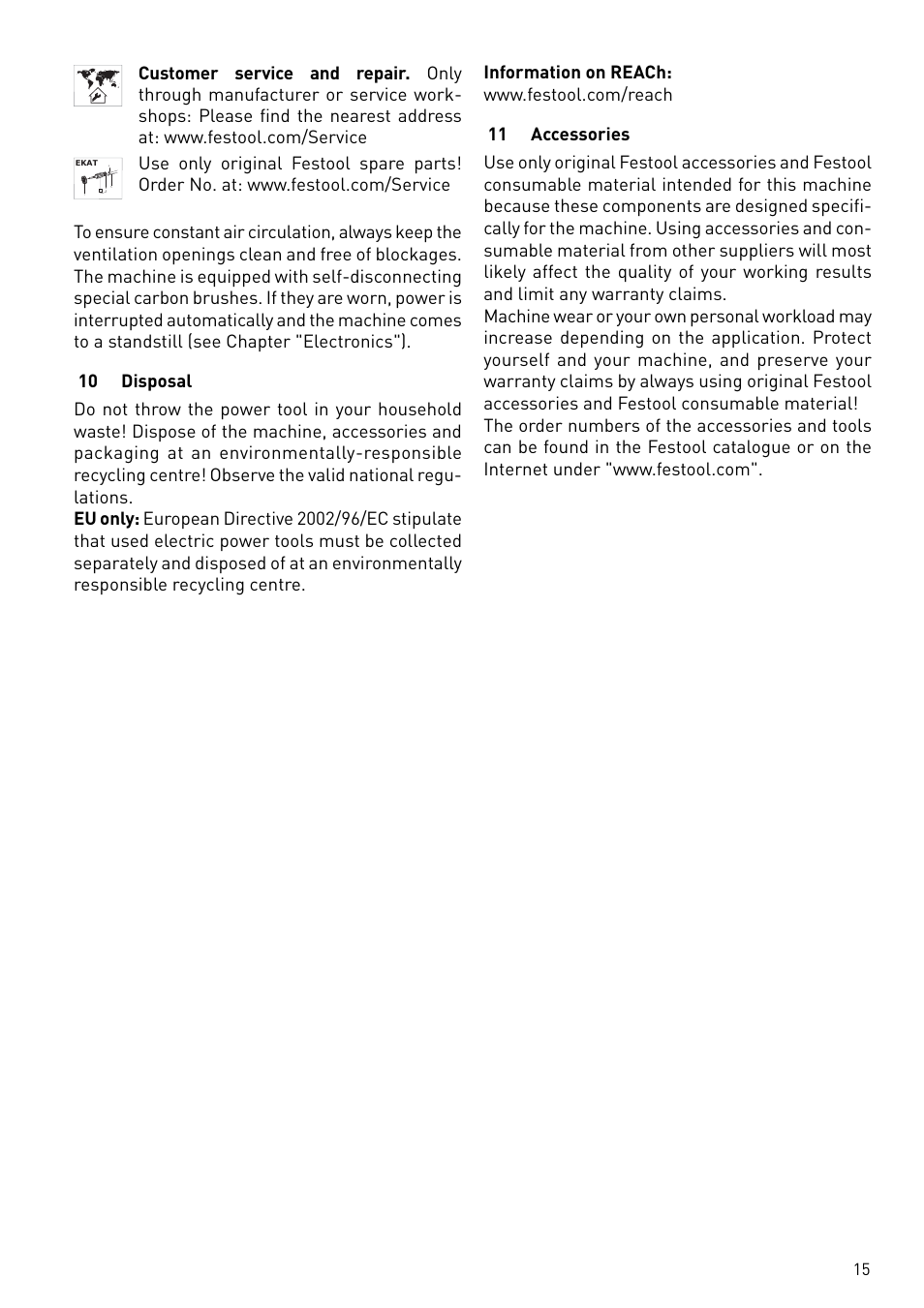 Festool BMS 180 E Rustofix HR User Manual | Page 15 / 73