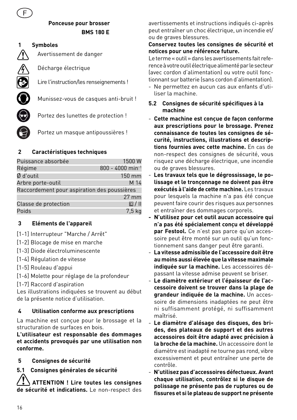 Festool BMS 180 E Rustofix HR User Manual | Page 16 / 73
