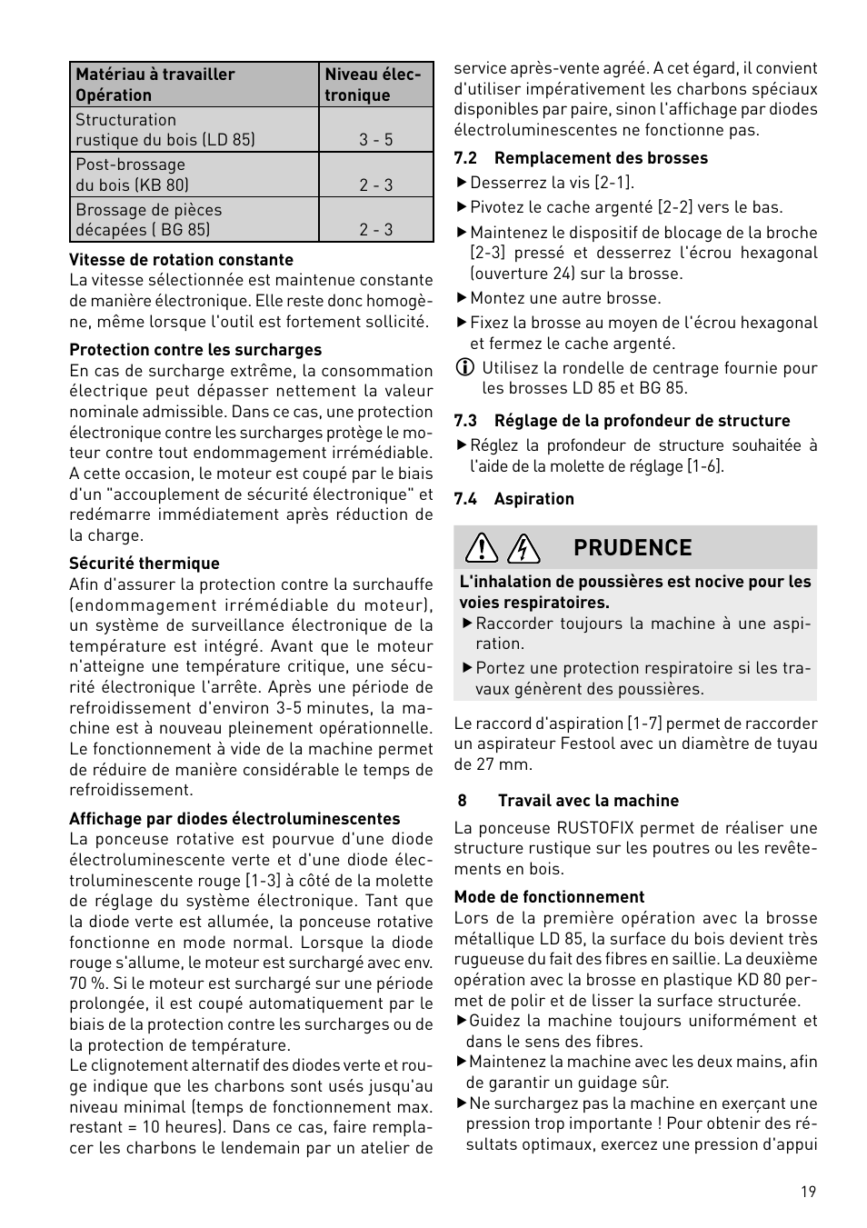 Prudence | Festool BMS 180 E Rustofix HR User Manual | Page 19 / 73