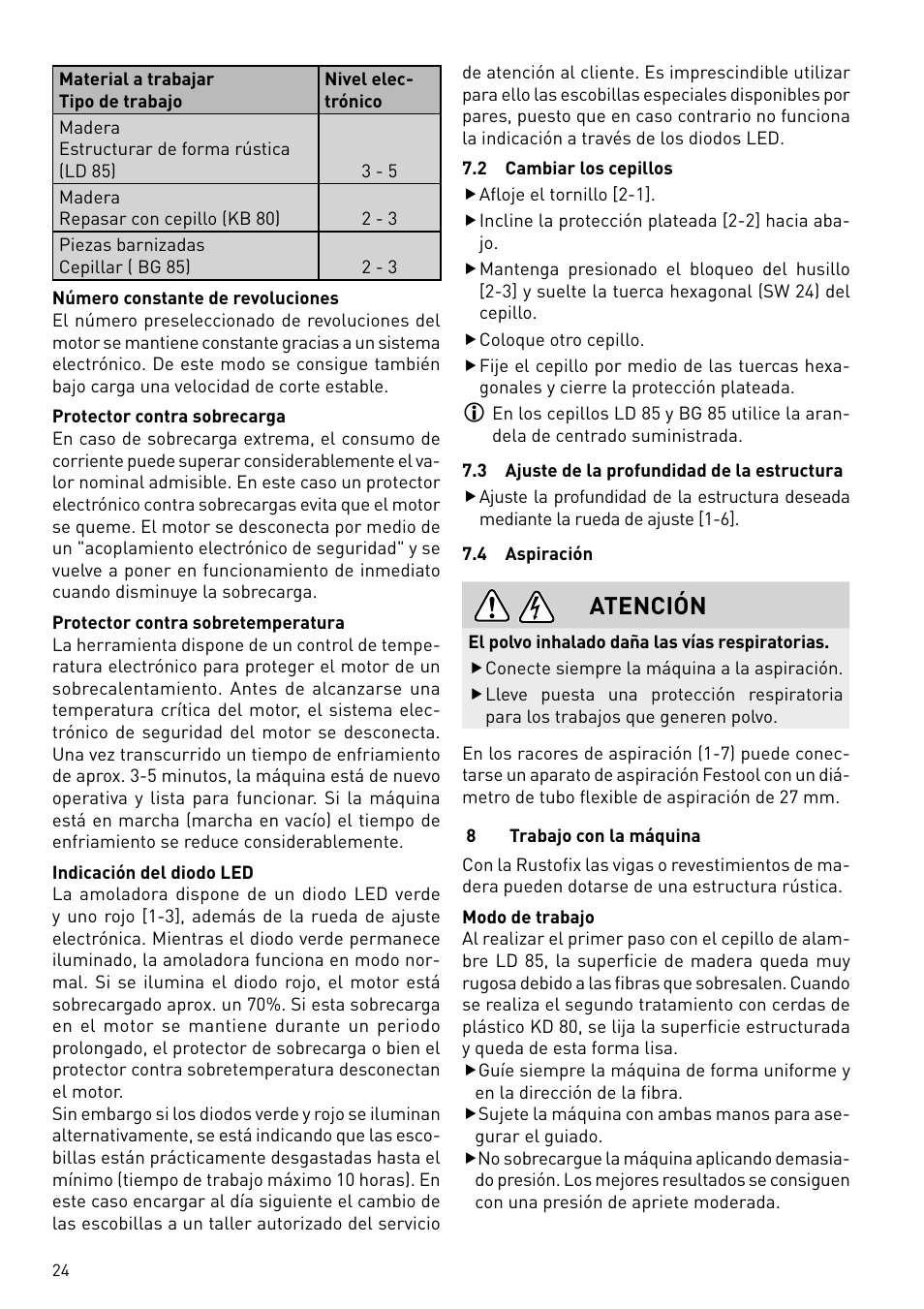 Atención | Festool BMS 180 E Rustofix HR User Manual | Page 24 / 73