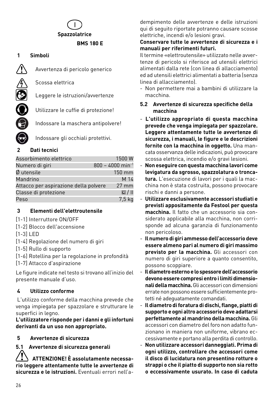 Festool BMS 180 E Rustofix HR User Manual | Page 26 / 73