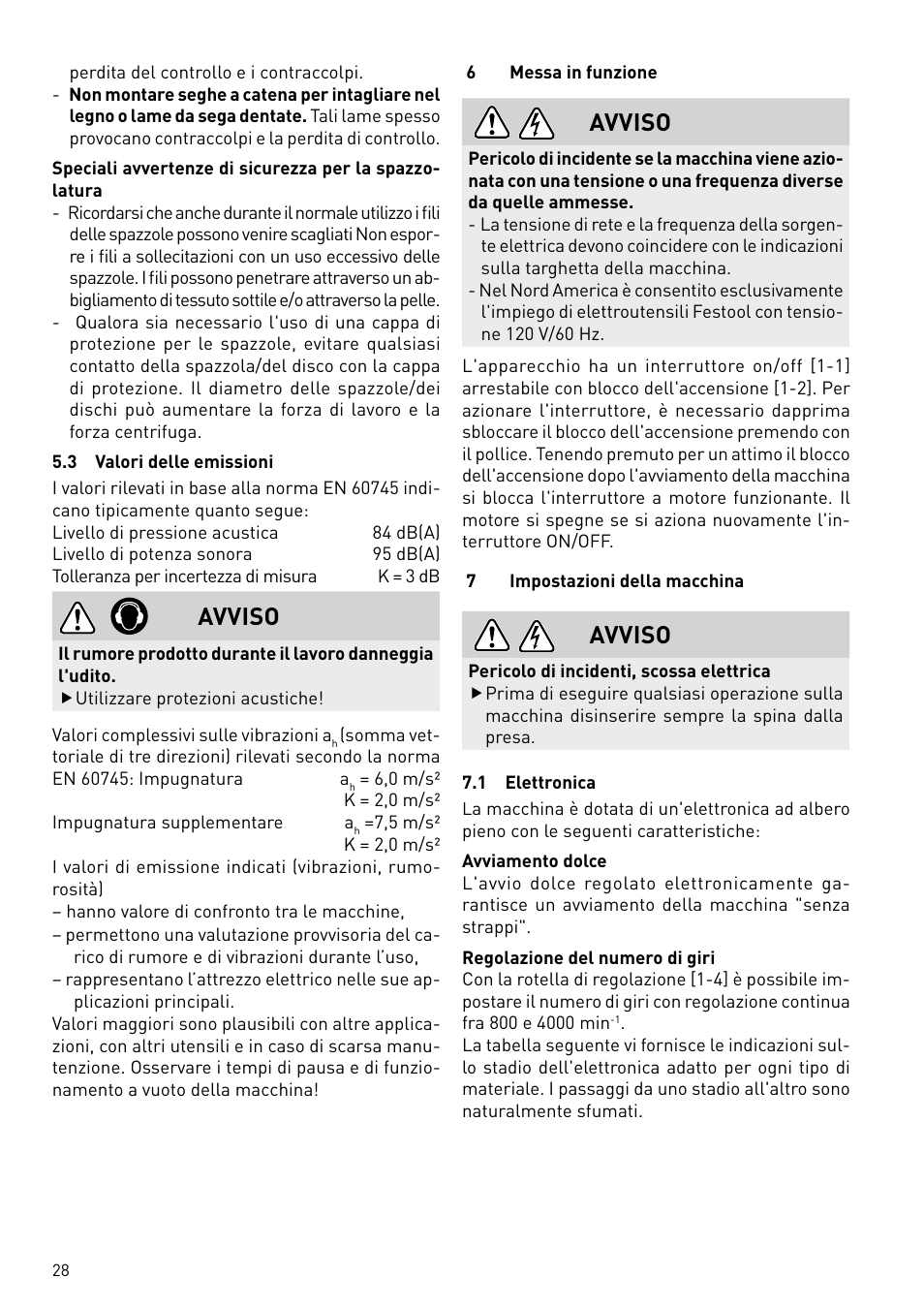 Avviso | Festool BMS 180 E Rustofix HR User Manual | Page 28 / 73