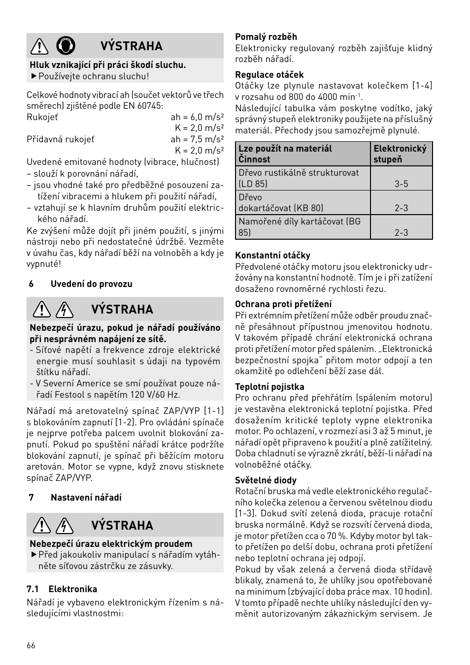Výstraha | Festool BMS 180 E Rustofix HR User Manual | Page 66 / 73